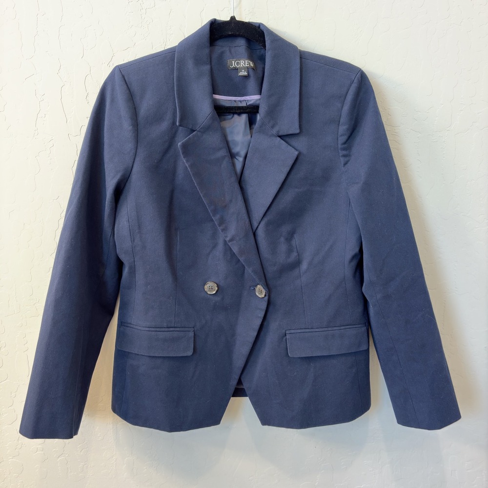 J Crew‎ Women's Devon Navy Blue Double Breasted Blazer Jacket Size 10 BP412 SP23